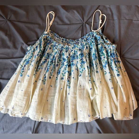 Free People Intimately Instant Crush Printed Tank in Ivory Blue Flowers - Picture 6 of 7